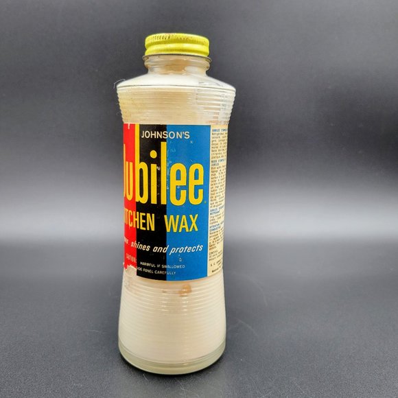 Vintage Jubilee Kitchen Wax Not Full Dried White Glass Jar SC Johnson AS IS Read - Picture 6 of 11